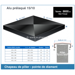 Chapeau pointe de diamant en acier pour poteaux - grand modèle